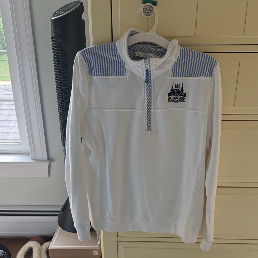 Vineyard Vines White and Blue Zip-Up Sweater
